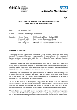 Primary Care Strategy - Greater Manchester Health and Social Care