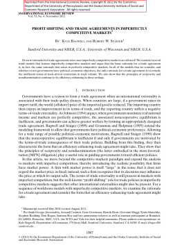 Profit Shifting and Trade Agreements in Imperfectly Competitive