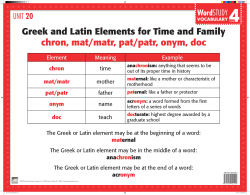 20 Greek and Latin Elements for Time and Family chron, mat/matr