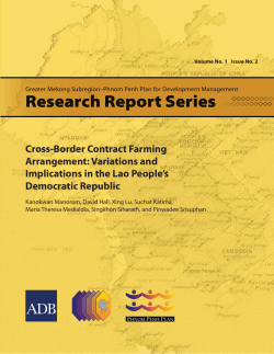 Cross-border Contract Farming Arrangement: Variations and