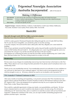 March - Trigeminal Neuralgia Association Australia