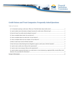 Credit Unions and Trust Companies: Frequently Asked Questions