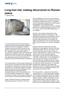 Long-lost star catalog discovered on Roman statue