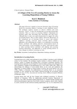 A Critique of the Use of Learning Stories to Assess the