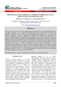 PRELIMINARY PHYTOCHEMICAL STUDIES OF MEDICINAL