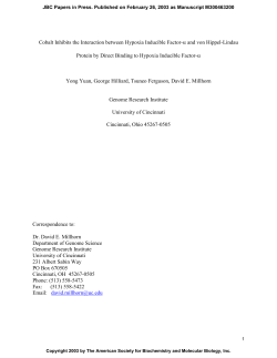 Cobalt Inhibits the Interaction between Hypoxia - Bio