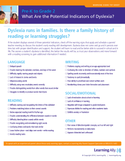 the Dyslexia Signs and Symptoms Chart