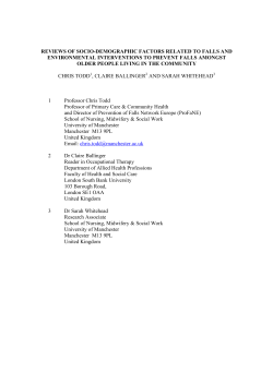 Reviews of socio-demographic factors related to falls and