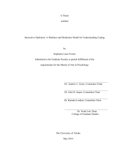 A Thesis entitled Interactive Optimism: A Mediator and Moderator