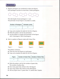 1- Regular pentagons are combined to make new figures. Each