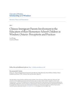 Chinese Immigrant Parents Involvement in the Education of their