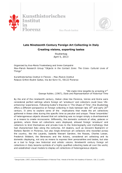 Late Nineteenth Century Foreign Art Collecting in Italy Creating
