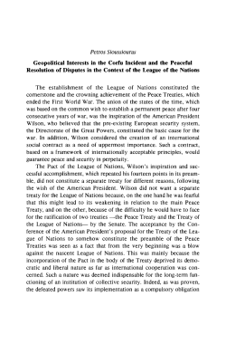 Petros Sioussiouras The establishment of the League of Nations