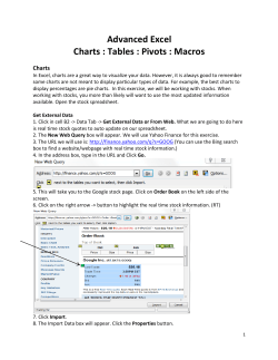 Advanced Excel Charts : Tables : Pivots : Macros