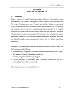 CHAPTER SIX MITIGATION AND AMELIORATION 6.1 Introduction