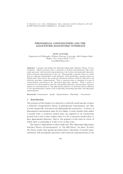 Phenomenal Consciousness and the Allocentric
