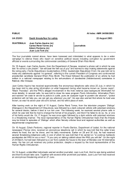 PUBLIC AI Index: AMR 34/050/2003 UA 252/03 Death threats/fear