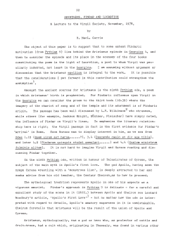 ARISTAEUS, PINDAR AND LUCRETIUS A Lecture to the Virgil