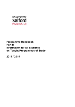 Programme Handbook Part B Information for All Students on Taught