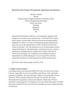 Hierarchical Task Analysis: Developments
