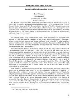 International Jurisdiction and the Internet Kurt Wimmer Eve R