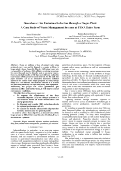 Greenhouse Gas Emissions Reduction through a Biogas Plant: A