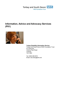 Information, Advice and Advocacy Services (P01)
