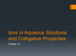 Ions in Aqueous Solutions and Colligative Properties