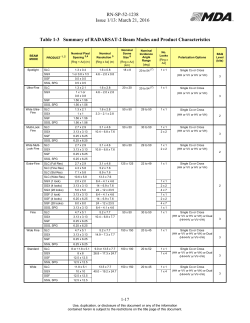 RADARSAT-2 Detailed Product Table