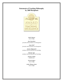 Statements of Teaching Philosophy by 2009 Honorees