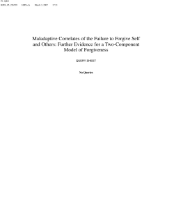 Maladaptive Correlates of the Failure to Forgive Self and Others