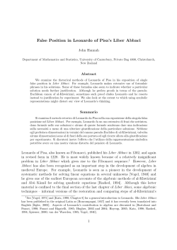 False Position in Leonardo of Pisa`s Liber Abbaci