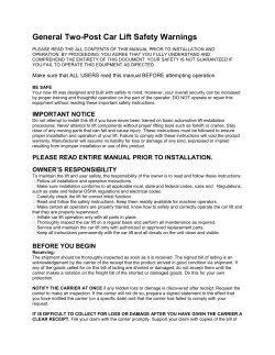 General Two-Post Car Lift Safety Warnings