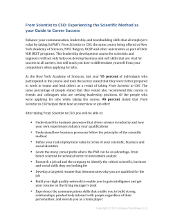 From Scientist to CSO: Experiencing the Scientific Method as your