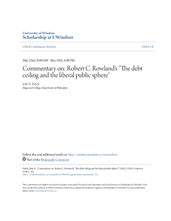 Robert C. Rowland`s "The debt ceiling and the liberal public sphere"