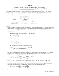 CHEM 331 Problem Set #2: Water Solubility and Partitioning