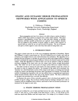 Static and Dynamic Error Propagation Networks with Application to
