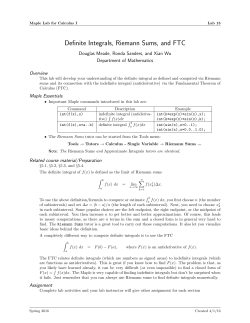 Definite Integrals, Riemann Sums, and FTC