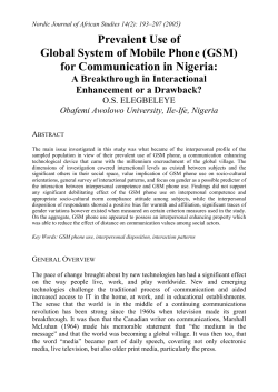 Prevalent Use of Global System of Mobile Phone (GSM) for