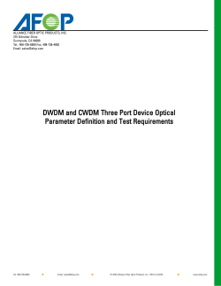 DWDM and CWDM Three Port Device Optical Parameter Definition