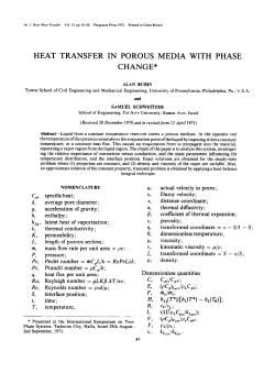 HEAT TRANSFER IN POROUS MEDIA WITH PHASE CHANGE* cP