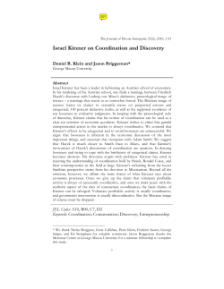 Israel Kirzner on Coordination and Discovery
