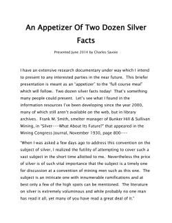 An Appetizer Of Two Dozen Silver Facts - Silver