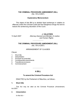 THE CRIMINAL PROCEDURE (AMENDMENT) BILL