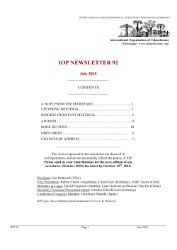 iop newsletter 92 - International Organisation of Palaeobotany