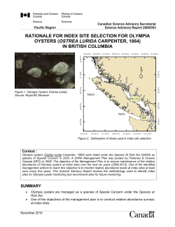 rationale for index site selection for olympia oysters