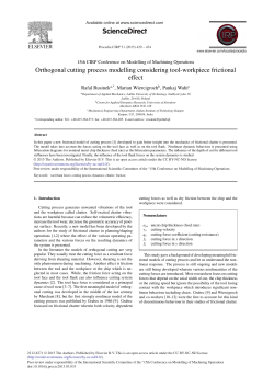 Orthogonal Cutting Process Modelling Considering Tool