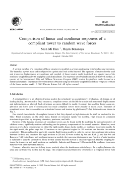 Comparison of linear and nonlinear responses of a compliant tower