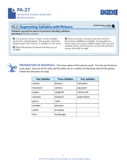 PA-27 Segmenting Syllables with Pictures