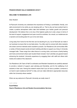 FRANCIS DRAKE HALLS HANDBOOK 2016/17 WELCOME TO